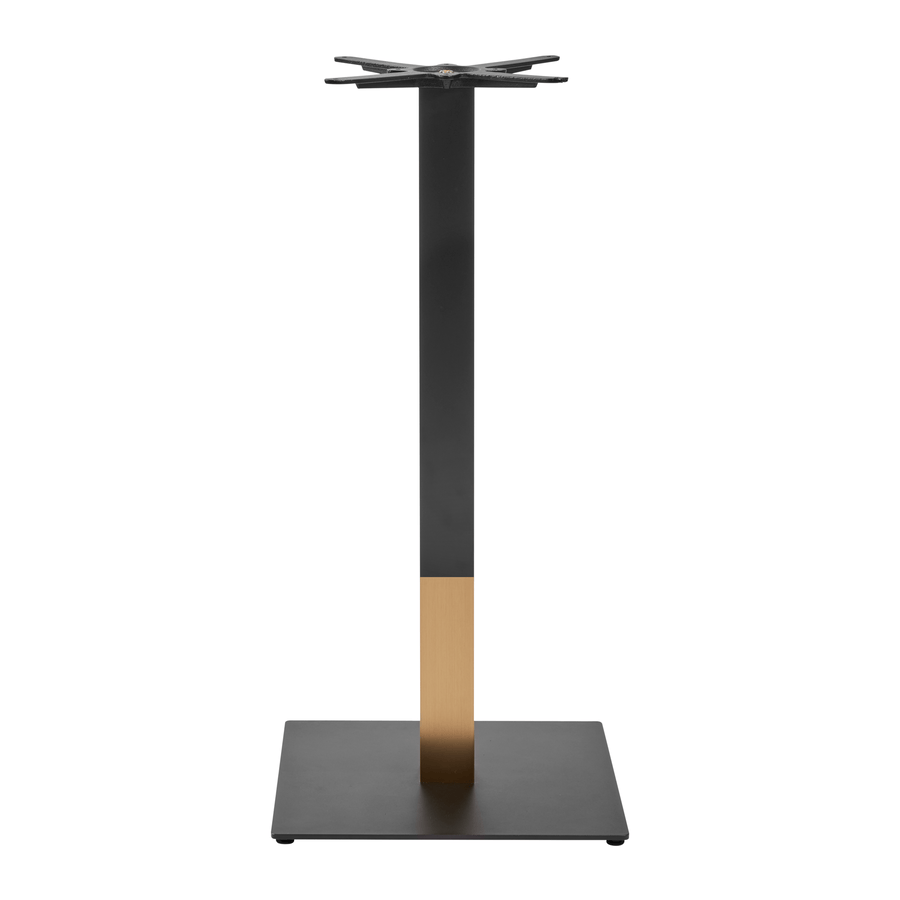Boston Sleek Black & Gold Bar Height Table Base - Large Square | NWOF
