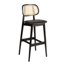 Relish Bar Stool - Satin Black With Natural Cane Back & Lascari Seat Pad - NWOF