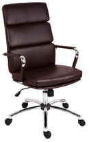 Teknik Office Deco Retro Style Executive Faux Leather Chair With Matching Removable Arm Covers - NWOF