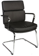 Teknik Office Deco Retro Style Cantilever Faux Leather Chair With Matching Removable Arm Covers - NWOF