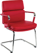 Teknik Office Deco Retro Style Cantilever Faux Leather Chair With Matching Removable Arm Covers - NWOF
