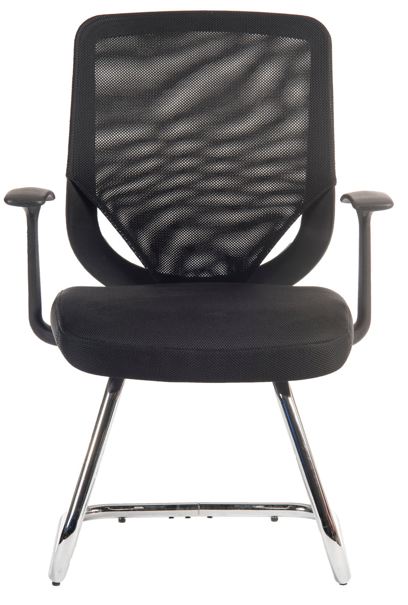 Teknik Office Nova Mesh Back Cantilever Visitor Chair With Matching Black Fabric Seat & Removable Fixed Nylon Armrests