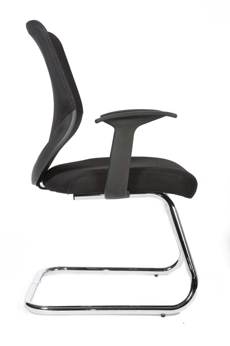 Teknik Office Nova Mesh Back Cantilever Visitor Chair With Matching Black Fabric Seat & Removable Fixed Nylon Armrests