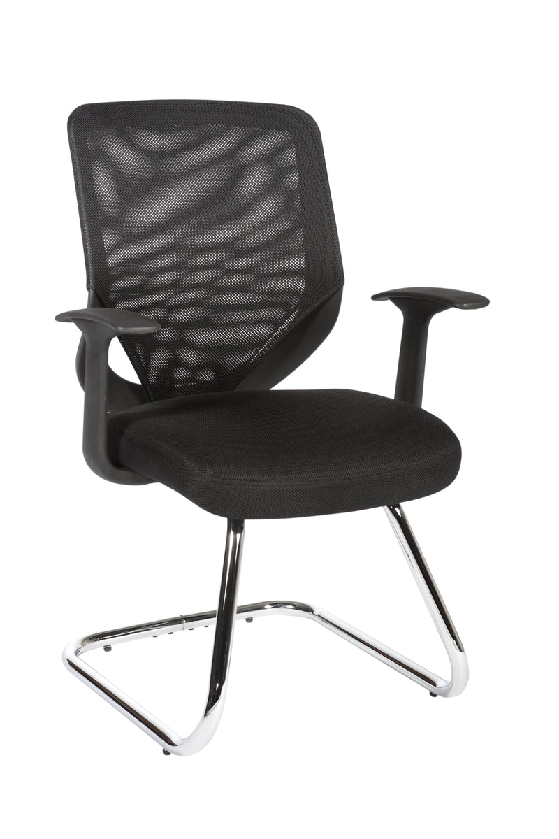 Teknik Office Nova Mesh Back Cantilever Visitor Chair With Matching Black Fabric Seat & Removable Fixed Nylon Armrests