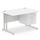 Impulse Cantilever Straight Desk With Fixed Pedestal - White - NWOF
