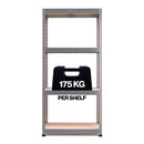 RB Boss 4 x Tier Shelving Unit With Galvanised Steel Frame & MDF Shelves - 1600x750x350mm 175kgs UDL - NWOF