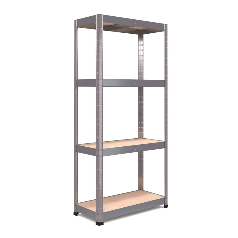 RB Boss 4 x Tier Shelving Unit With Galvanised Steel Frame & MDF Shelves - 1600x750x350mm 175kgs UDL - NWOF