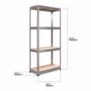 RB Boss 4 x Tier Shelving Unit With Galvanised Steel Frame & MDF Shelves - 1600x750x350mm 175kgs UDL - NWOF