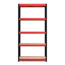 RB Boss 5 x Tier Shelving Unit With Red & Black Powdercoated Steel Frame & MDF Shelves - 1800x900x400mm 250kg UDL - NWOF