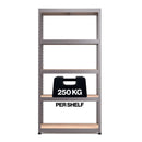 RB Boss 5 x Tier Shelving Unit With Galvanised Steel Frame & MDF Shelves - 1800x900x300mm 250kg UDL - NWOF