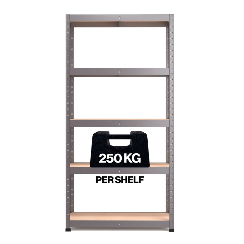 RB Boss 5 x Tier Shelving Unit With Galvanised Steel Frame & MDF Shelves - 1800x900x400mm 250kg UDL - NWOF