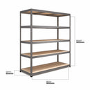RB Boss 5 x Tier Shelving Unit With Galvanised Steel Frame & MDF Shelves - 1800x1600x600mm 250kg UDL - NWOF