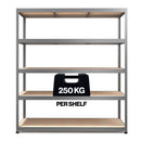 RB Boss 5 x Tier Shelving Unit With Galvanised Steel Frame & MDF Shelves - 1800x1600x600mm 250kg UDL - NWOF