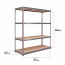 RB Boss 4 x Tier Shelving Unit With Galvanised Steel Frame & MDF Shelves - 1800x1600x600mm 300kg UDL - NWOF