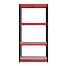RB Boss 4 x Tier Shelving Unit With Red & Black Powdercoated Steel Frame & MDF Shelves - 1800x900x300mm 500kg UDL - NWOF