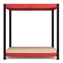 RB Boss 2 x Tier Workstation Unit With Red & Black Powdercoated Steel Frame & Chipboard Shelves - 900x900x600mm 800kg UDL - NWOF