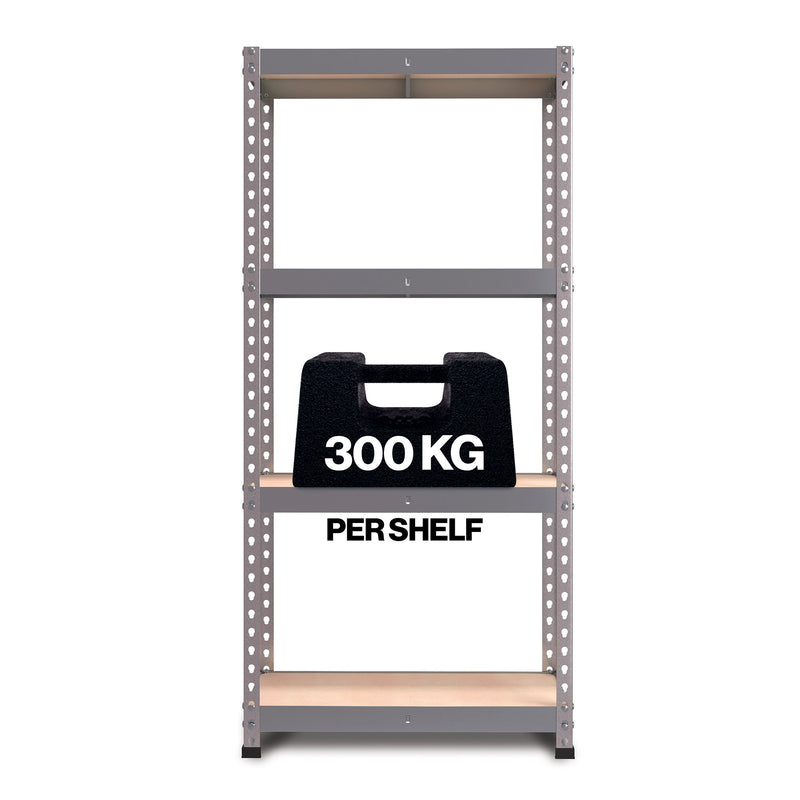 RB Boss FastLok 4 x Tier Shelving Unit With Galvanised Steel Frame & MDF Shelves - 1800x900x400mm 300kg UDL - NWOF