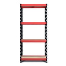 RB Boss FastLok 4 x Tier Shelving Unit With Red & Black Powdercoated Steel Frame & MDF Shelves - 1600x750x350mm 175kgs UDL - NWOF