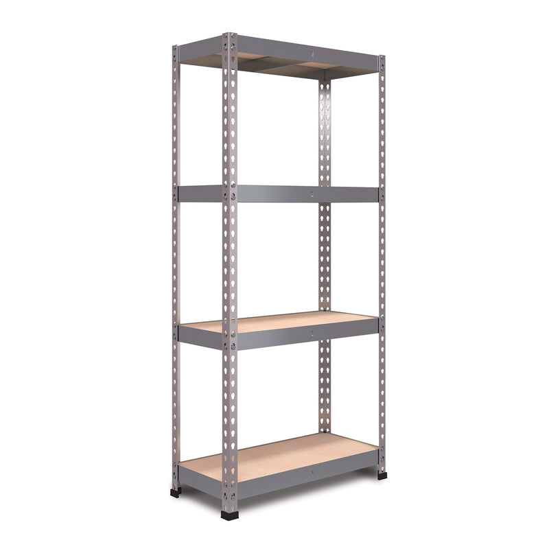 RB Boss FastLok 4 x Tier Shelving Unit With Galvanised Steel Frame & MDF Shelves - 1600x750x350mm 175kgs UDL - NWOF