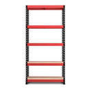 RB Boss FastLok 5 x Tier Shelving Unit With Red & Black Powdercoated Steel Frame & MDF Shelves - 1800x900x300mm 250kg UDL - NWOF
