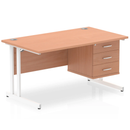 Impulse Cantilever Straight Desk With Fixed Pedestal - Beech - NWOF