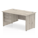 Impulse Panel End Straight Desk With Fixed Pedestal - Grey Oak - NWOF