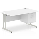 Impulse Cantilever Straight Desk With Fixed Pedestal - White - NWOF