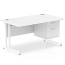 Impulse Cantilever Straight Desk With Fixed Pedestal - White - NWOF