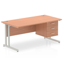 Impulse Cantilever Straight Desk With Fixed Pedestal - Beech - NWOF