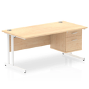 Impulse Cantilever Straight Desk With Fixed Pedestal - Maple - NWOF
