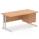 Impulse Cantilever Straight Desk With Fixed Pedestal - Oak - NWOF