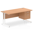 Impulse Cantilever Straight Desk With Fixed Pedestal - Oak - NWOF