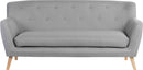 Teknik Office Skandi 3 Seater Sofa Grey Fabric With Button Back & Wooden Feet