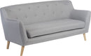 Teknik Office Skandi 3 Seater Sofa Grey Fabric With Button Back & Wooden Feet