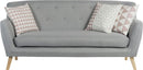 Teknik Office Skandi 3 Seater Sofa Grey Fabric With Button Back & Wooden Feet