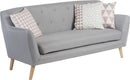 Teknik Office Skandi 3 Seater Sofa Grey Fabric With Button Back & Wooden Feet