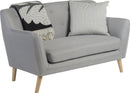 Teknik Office Skandi 2 Seater Sofa Grey Fabric With Button Back & Wooden Feet