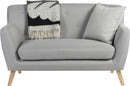 Teknik Office Skandi 2 Seater Sofa Grey Fabric With Button Back & Wooden Feet