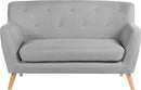 Teknik Office Skandi 2 Seater Sofa Grey Fabric With Button Back & Wooden Feet