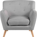 Teknik Office Skandi Armchair Grey Fabric With Button Back & Wooden Feet