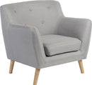 Teknik Office Skandi Armchair Grey Fabric With Button Back & Wooden Feet
