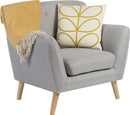 Teknik Office Skandi Armchair Grey Fabric With Button Back & Wooden Feet