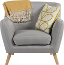 Teknik Office Skandi Armchair Grey Fabric With Button Back & Wooden Feet