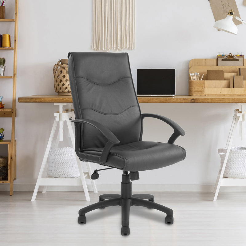 Swithland High Back Leather Faced Executive Chair With Detailed Stitching - NWOF