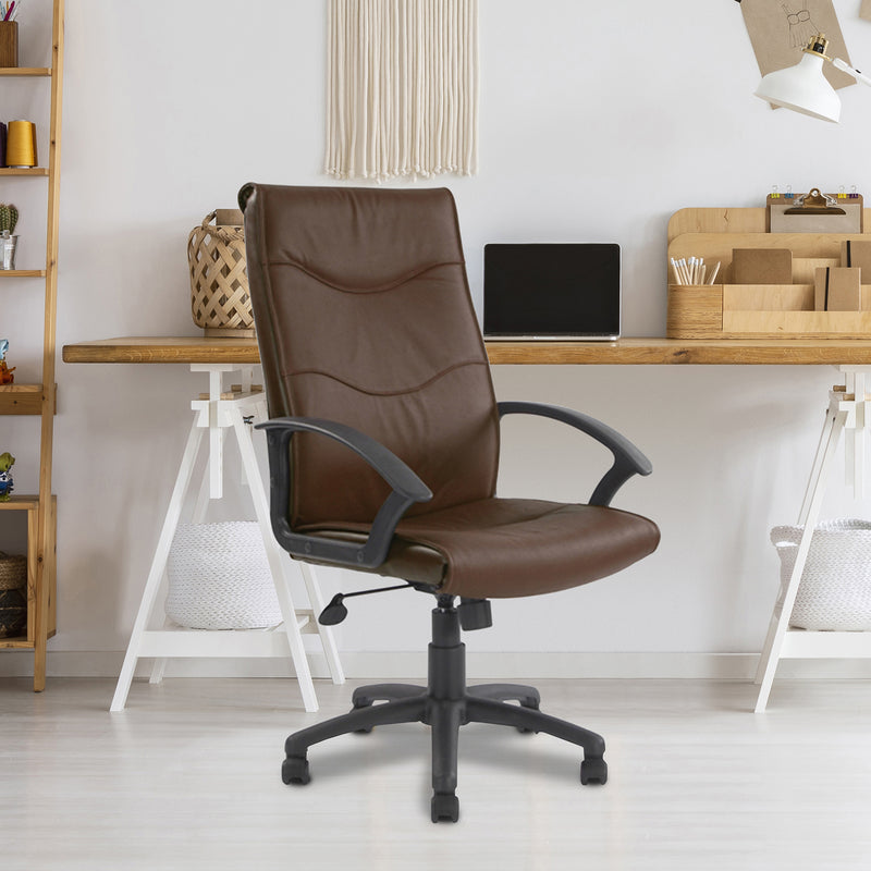 Swithland High Back Leather Faced Executive Chair With Detailed Stitching - NWOF