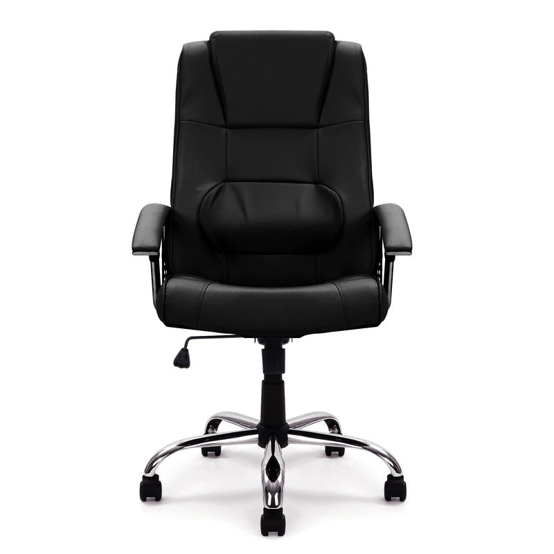 Westminster High Back Leather Faced Executive Chair With Integral Headrest & Chrome Base - NWOF