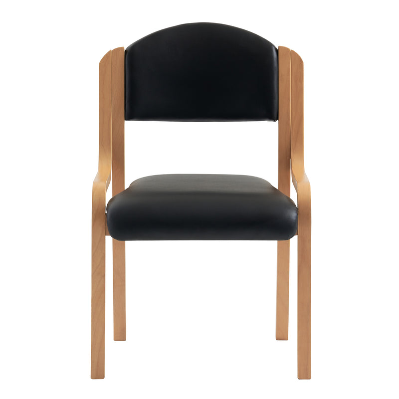 Tahara Beech Framed Stackable Side Chair With Vinyl Upholstered & Padded Seat/Backrest - NWOF