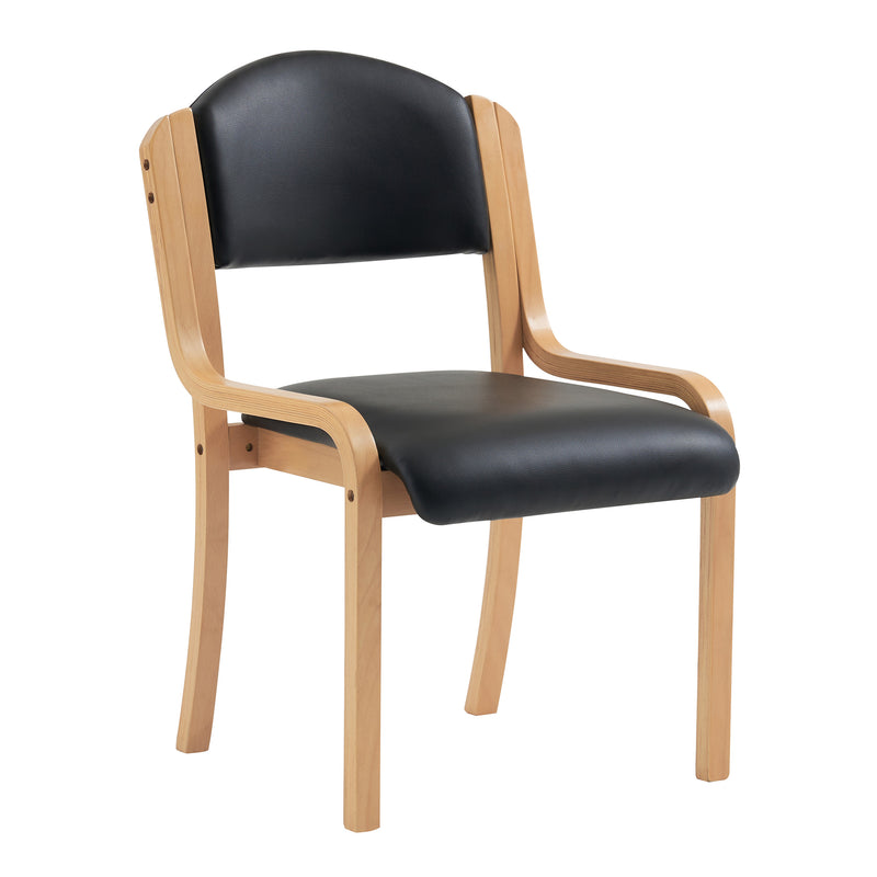 Tahara Beech Framed Stackable Side Chair With Vinyl Upholstered & Padded Seat/Backrest - NWOF