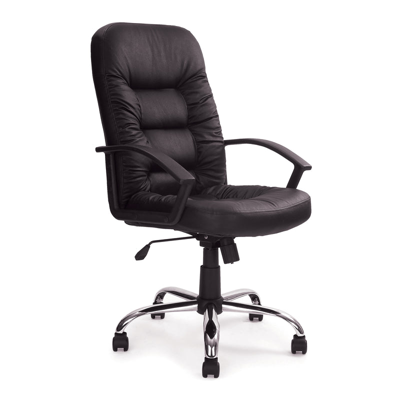 Fleet High Back Leather Faced Executive Chair With Ruched Panel Detailing - NWOF