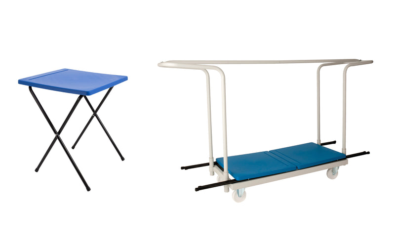 Titan Exam Desk & Trolley Bundle x 40 - Blue - NWOF